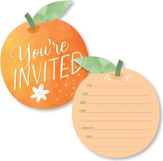 Big Dot of Happiness Little Clementine - Shaped Fill-In Invitations Orange Citrus Baby Shower or Birthday Party Invitation Cards with Envelopes 12 Ct