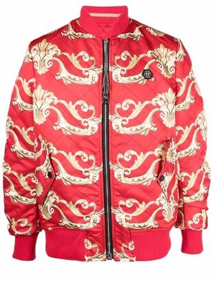 Baroque Pattern-Print Bomber Jacket