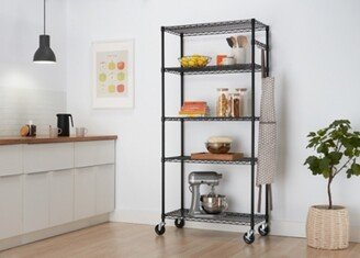 TRINITY 5-Tier Wire Shelving NSF with Sidebar and Wheels