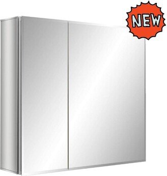 Calnod 30*26 inch Mirror medicine cabinet Surface Mount or Recess aluminum bathroom adjustable shelves - Silver