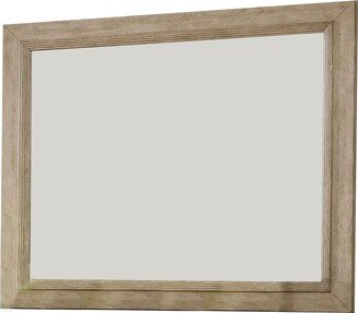 36 Inch Wooden Frame Mirror with Molded Details, Brown