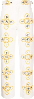 Buttercup embroidered straight-leg trousers