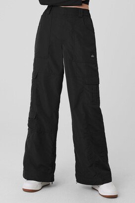 High-Waist Ski-Moto Puffer Pants in Black, Size: 2XS