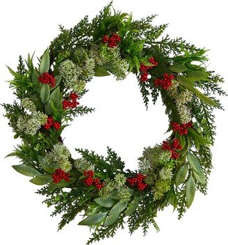 Cedar, Eucalyptus And Berries Artificial Christmas Wreath