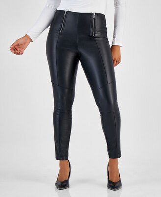 Bar IiiÂ Women's Faux-Leather Double-Zip Leggings, Created for Macy's