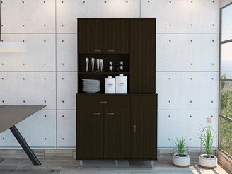 FM Furniture Venice 90 Pantry Cabinet, Multiple Cabinets, One Drawer, and Two Open Shelves