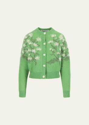 Claudia Floral Intarsia Wool Cardigan