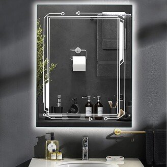 hommetree Geometric Elements Rectangular Bathroom Mirror Built-In Light Strip