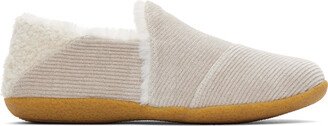 Natural Glitter Rib Knit Faux Shearling India Slippers