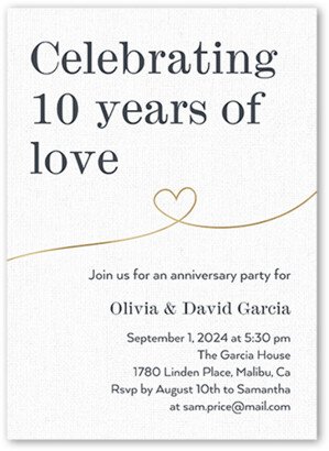 Wedding Anniversary Invitations: Years Of Love Wedding Anniversary Invitation, Gray, 5X7, Luxe Double-Thick Cardstock, Square