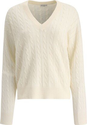 V-Neck Knitted Jumper-AB