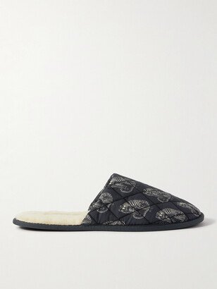 Byron Wool-Lined Quilted Printed Cotton Slippers-AA