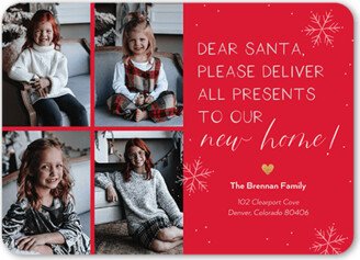 Moving Announcements: Santa Update Moving Announcement, Red, 5X7, Matte, Signature Smooth Cardstock, Rounded