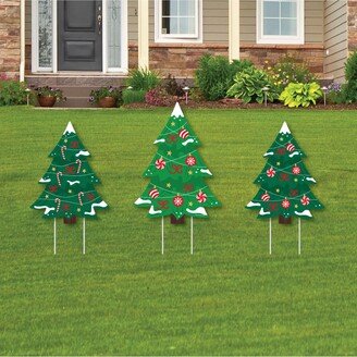 Big Dot Of Happiness Snowy Christmas Trees - Outdoor Lawn Sign Decor Holiday Party Yard Display 3 Pc