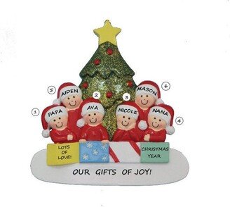 Personalized Family Of 6 - Free 4 Grandkids With Grandparents Christmas Ornament