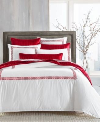 Chain Links Embroidered 100 Pima Cotton Duvet Covers Created For Macys