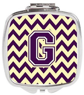 CJ1058-GSCM Letter G Chevron Purple & Gold Compact Mirror