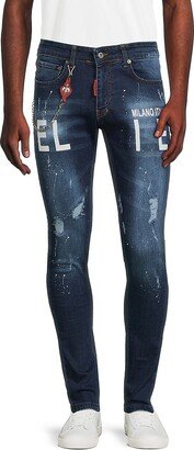 Elie Balleh Logo Slim Fit Ripped Jeans