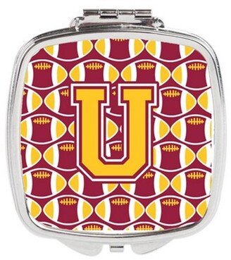 CJ1081-USCM Letter U Football Maroon & Gold Compact Mirror