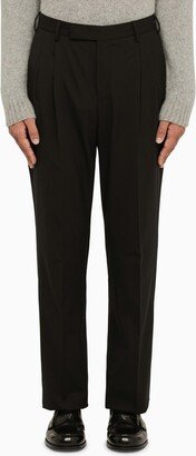 PT Torino Black regular wool trousers