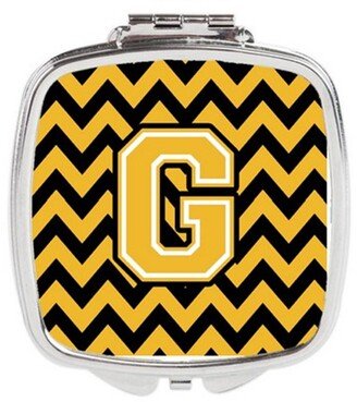 CJ1053-GSCM Letter G Chevron Black & Gold Compact Mirror, 3 x 0.3 x 2.75 in.