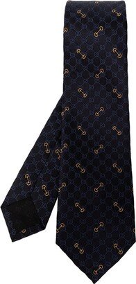 Horsebit Embroidered Tie