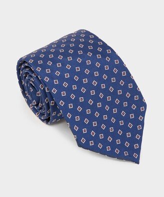 Italian Silk Tie in Navy Squares