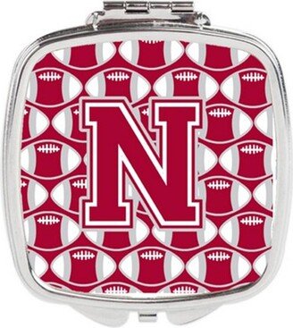 CJ1065-NSCM Letter N Football Crimson, Grey & White Compact Mirror