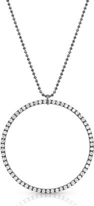 18k Black Gold Large Diamond Halo Necklace, 22L