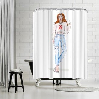 71 x 74 Shower Curtain, Coffee Drip by Alison B