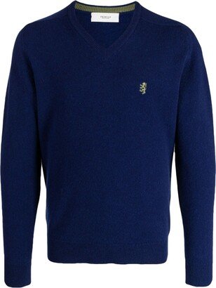 logo-embroidered V-neck jumper-AG