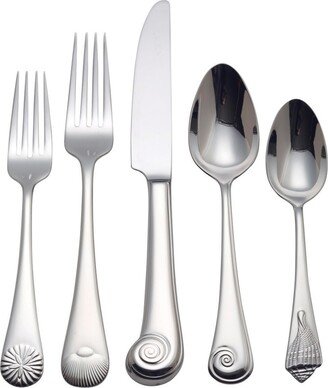 Seashell 5 Pieces Flatware Place Setting Set, Service for 1 - Metallic, Stainless