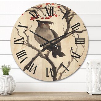 Designart 'Vintage Australian Bird Illustrations III' Traditional Wood Wall Clock