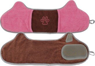 'Bryer' 2-in-1 Hand-Inserted Microfiber Pet Grooming Towel and Brush