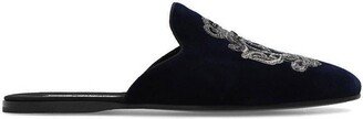 Slip-On Velvet Embroidered Slippers