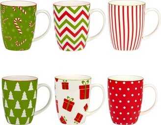 Holiday Fun 16 oz Mugs Set of 6, Service for 6