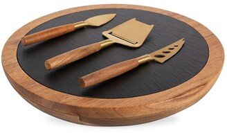 Insignia Acacia Wood & Slate 4-Piece Cheese Board & Tool Set