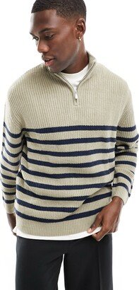 Oversize Fisherman Quarter Zip Sweater