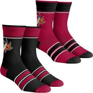 Men's and Women's Rock 'Em Socks Arizona Coyotes Multi-Stripe 2-Pack Team Crew Sock Set - Black, Red