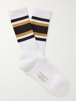 Skater Type 3 Striped Ribbed Cotton-Blend Socks