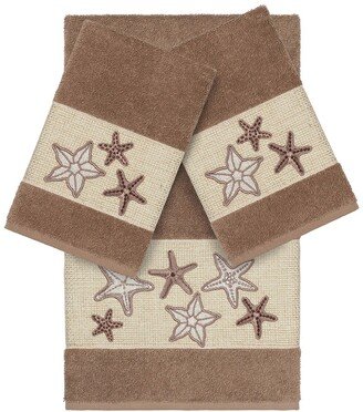 Lydia 3-Piece Embellished Towel - Latte