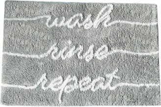 Wash Rinse Repeat Word Novelty Cute Bath Rug - 20x30 - Grey