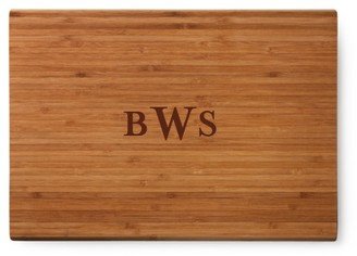 Cutting Boards: Three Letter Monogram Cutting Board, Bamboo, Rectangle Ornament, White