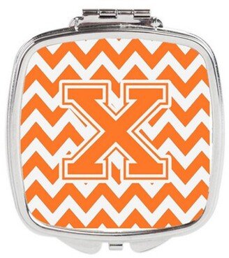 CJ1046-XSCM Letter X Chevron Orange & White Compact Mirror