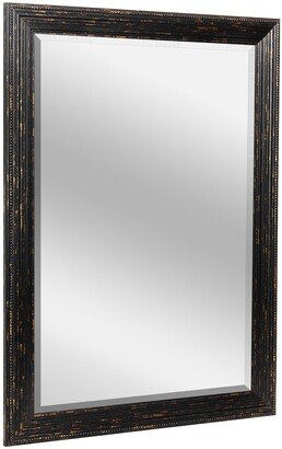 Head West Beaded Black Wash Beveled Wall Mirror - 27.5 x 33.5