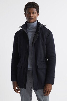 Wool Blend Removable Hooded Coat