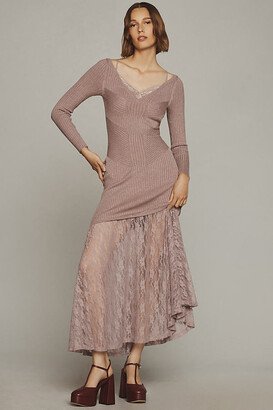 By Anthropologie V-Neck Lace Twofer Sweater Dress