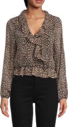 Cheetah Print Ruffle Blouse