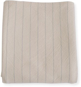 Evangeline Linens Pinstripe Herringbone Cotton King Blanket, Classic Gray