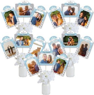 Big Dot of Happiness Winter Wonderland - Snowflake Holiday Party and Winter Wedding Picture Centerpiece Sticks - Photo Table Toppers - 15 Pieces